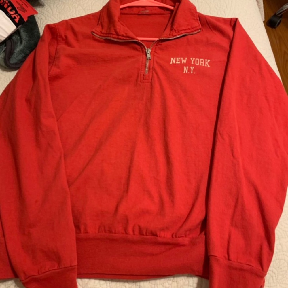 red new york quarter zip